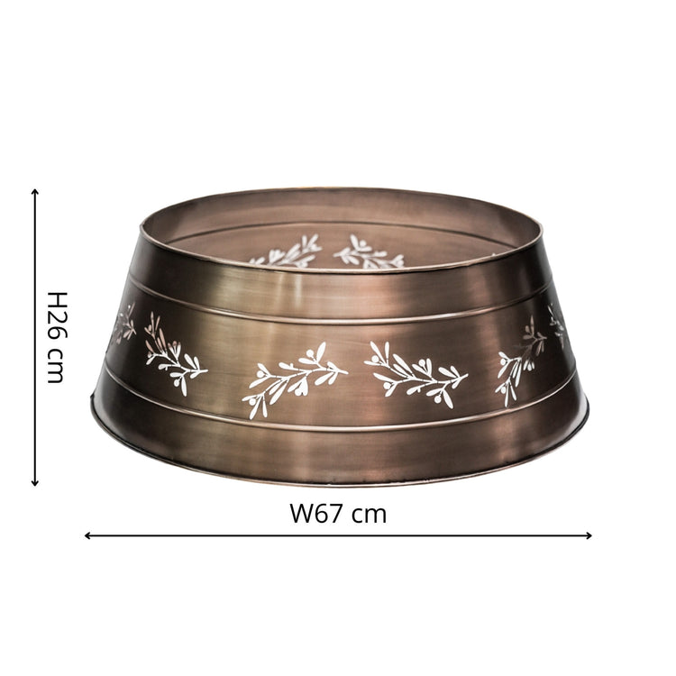 Metal Christmas Tree Skirt with Mistletoe Cut Out