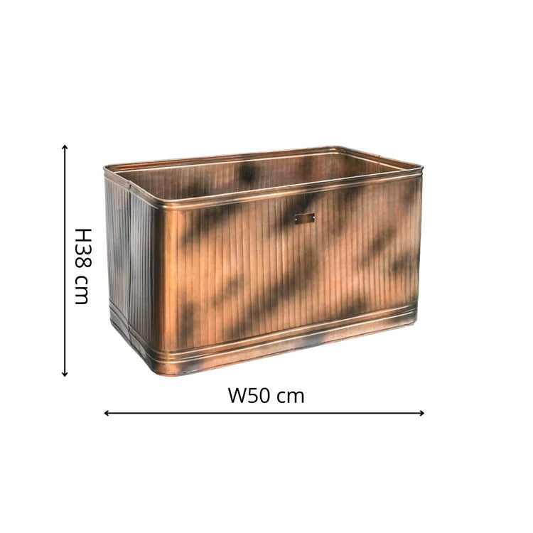 Outdoor Kingham Copper Rectangular Metal Planter - Kristia Rose Collections