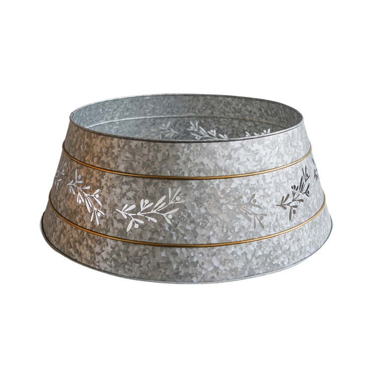 Metal Christmas Tree Skirt with Mistletoe Cut Out