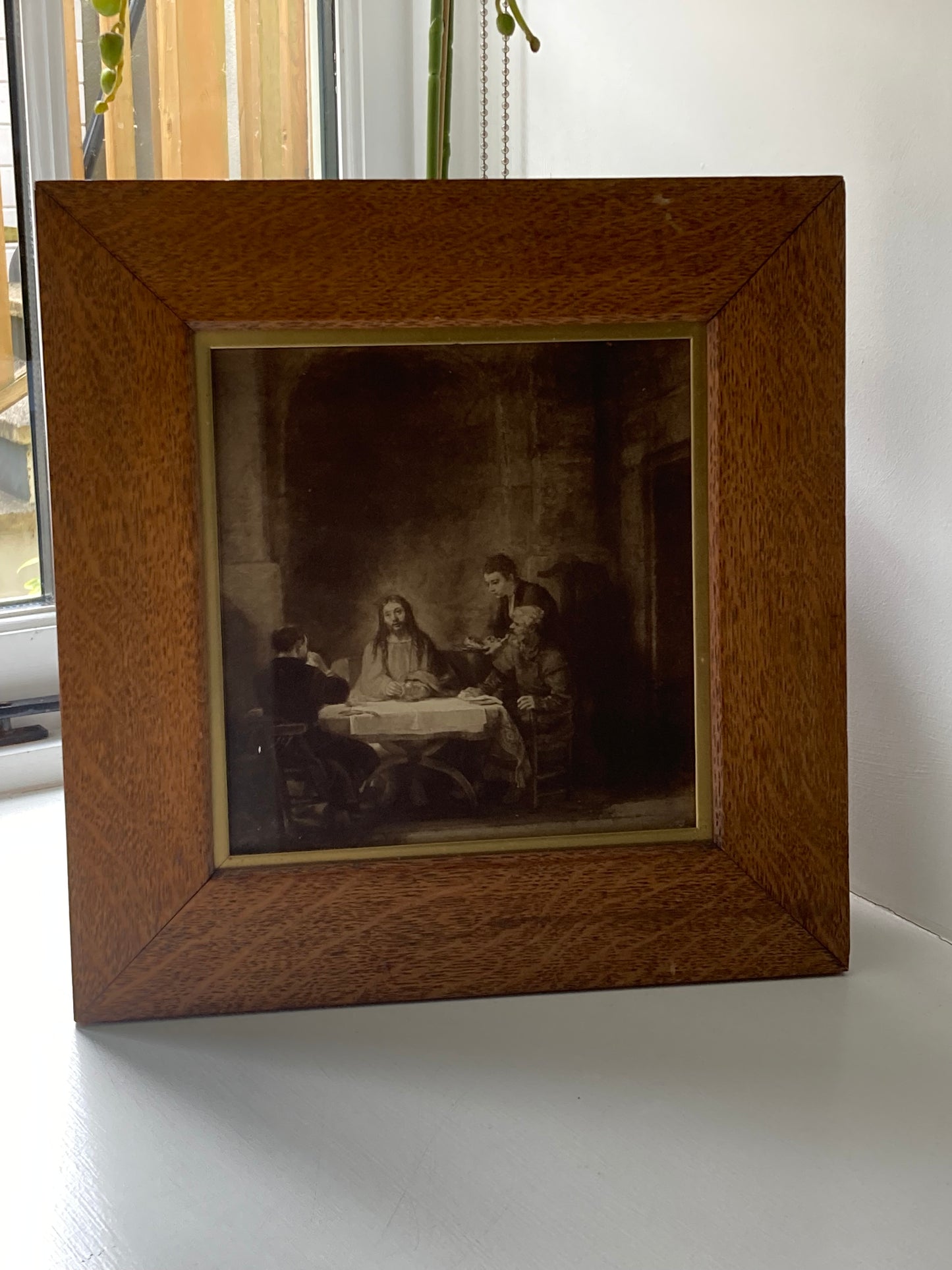 Vintage Print in Antique Frame, Rembrandt's 'The Supper at Emmaus' (125 yrs old) - Kristia Rose Collections