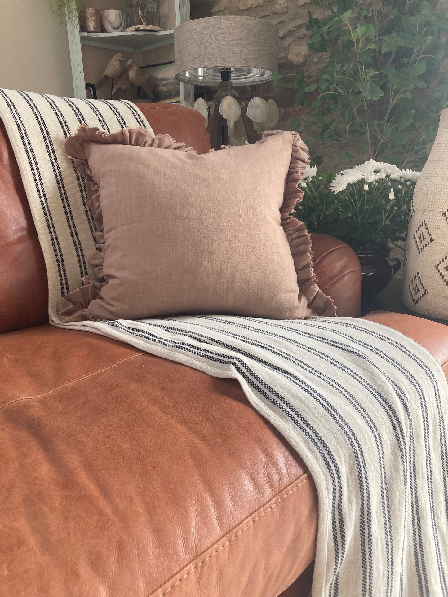 Ruffled Linen 45×45 – Taupe - Kristia Rose Collections