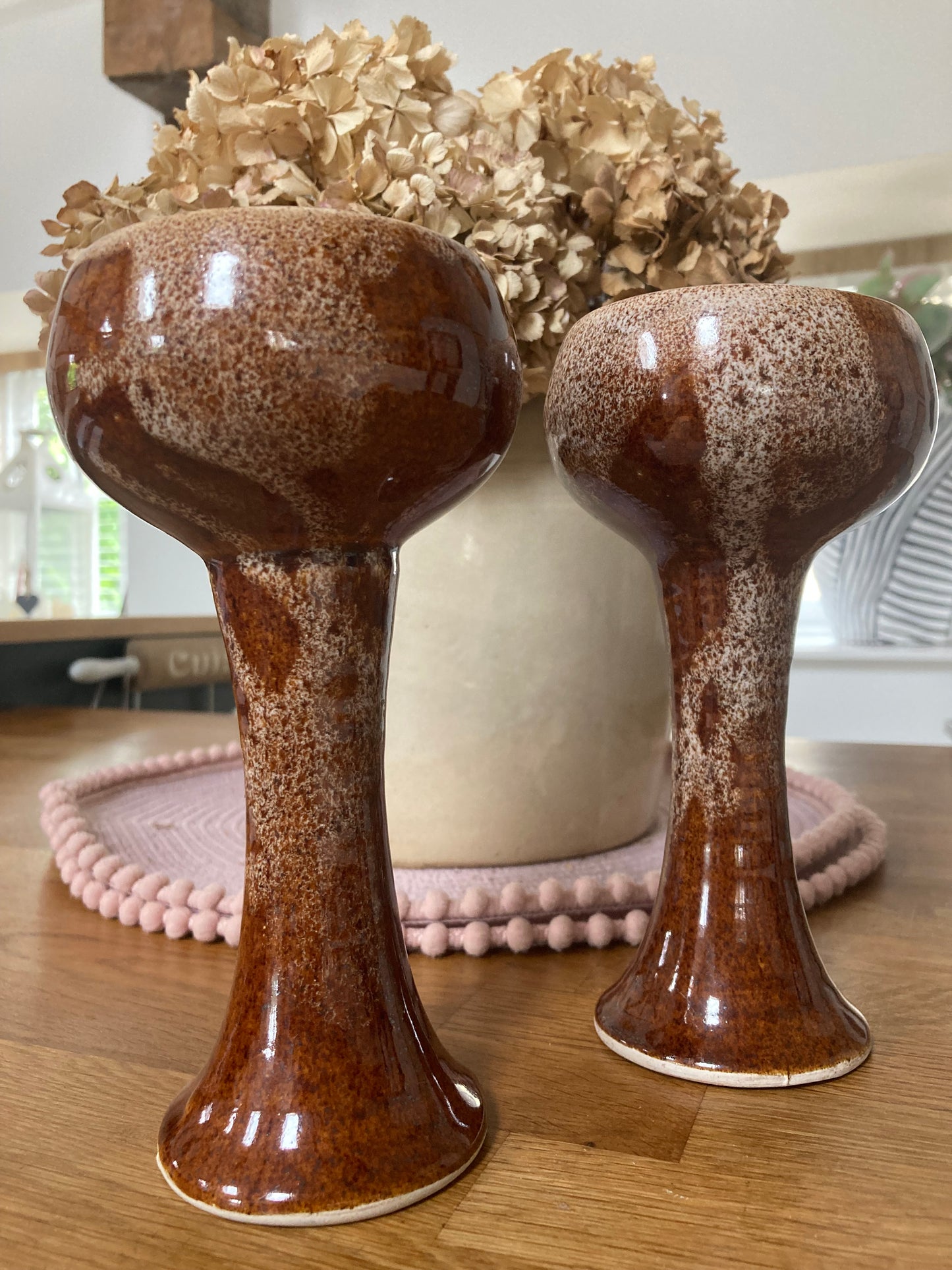 Stunning Pair of Vintage Ceramic Wine Goblets - Kristia Rose Collections