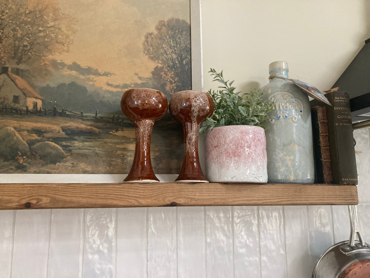 Stunning Pair of Vintage Ceramic Wine Goblets - Kristia Rose Collections