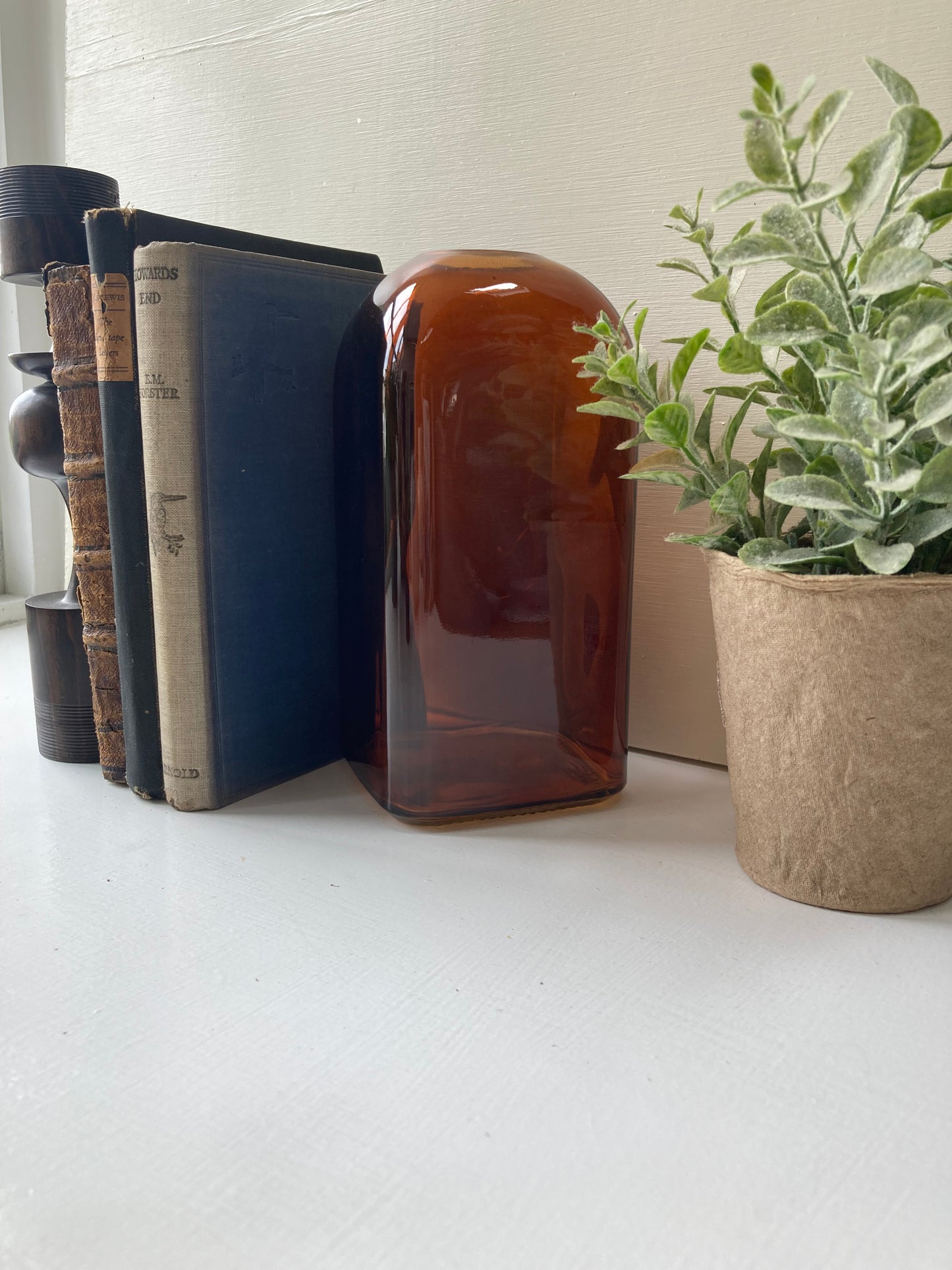 Glass Burnt Amber Square Bottle Vase - Kristia Rose Collections