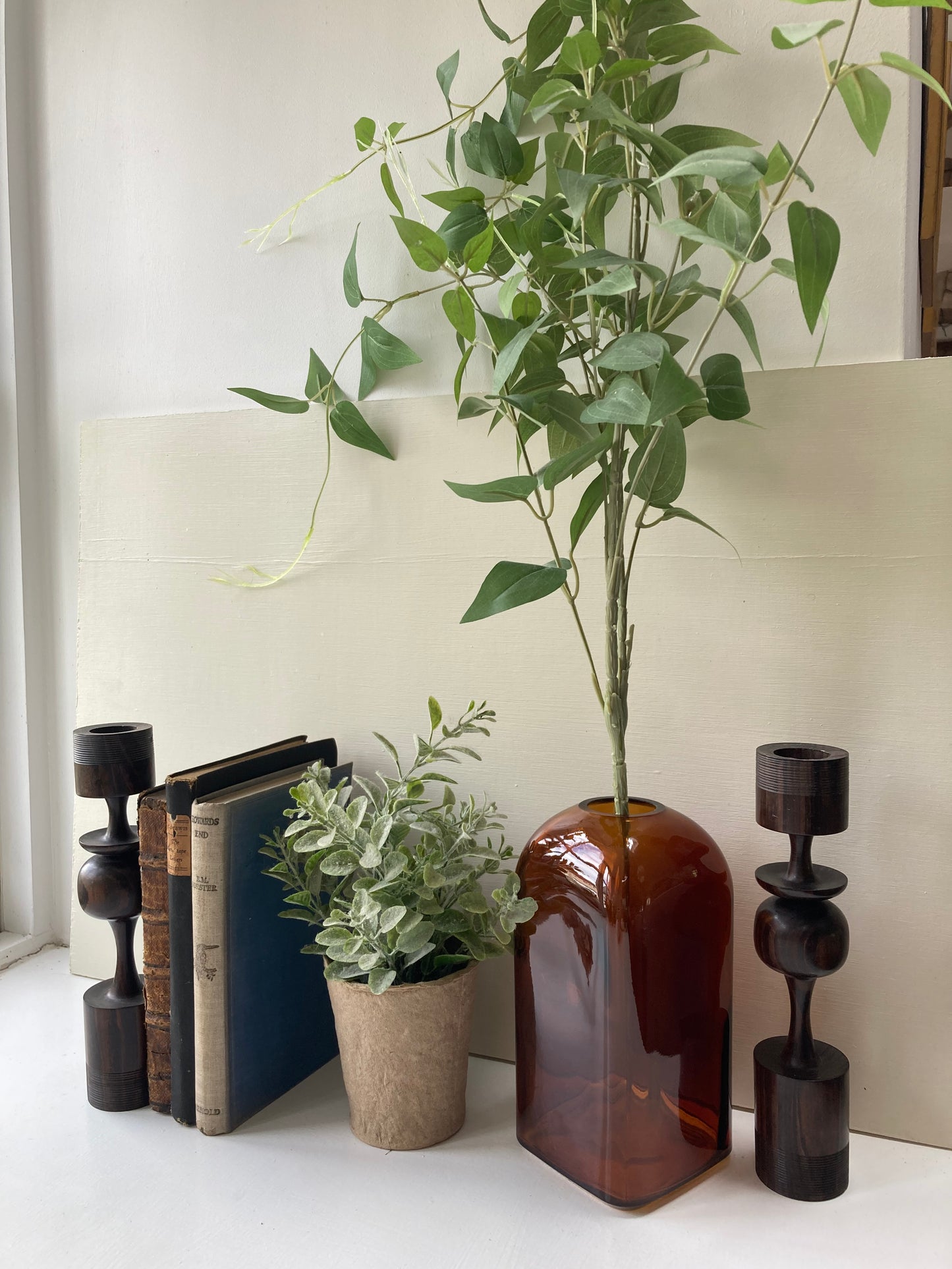 Glass Burnt Amber Square Bottle Vase - Kristia Rose Collections