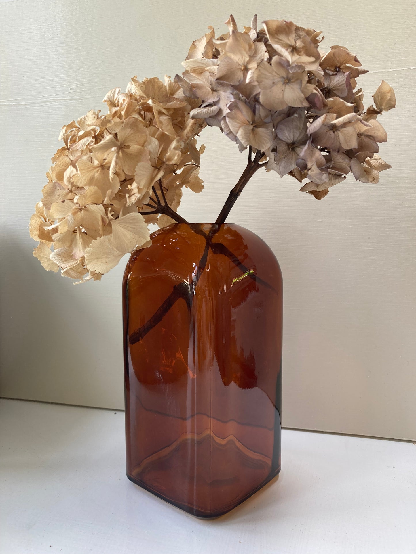 Glass Burnt Amber Square Bottle Vase - Kristia Rose Collections