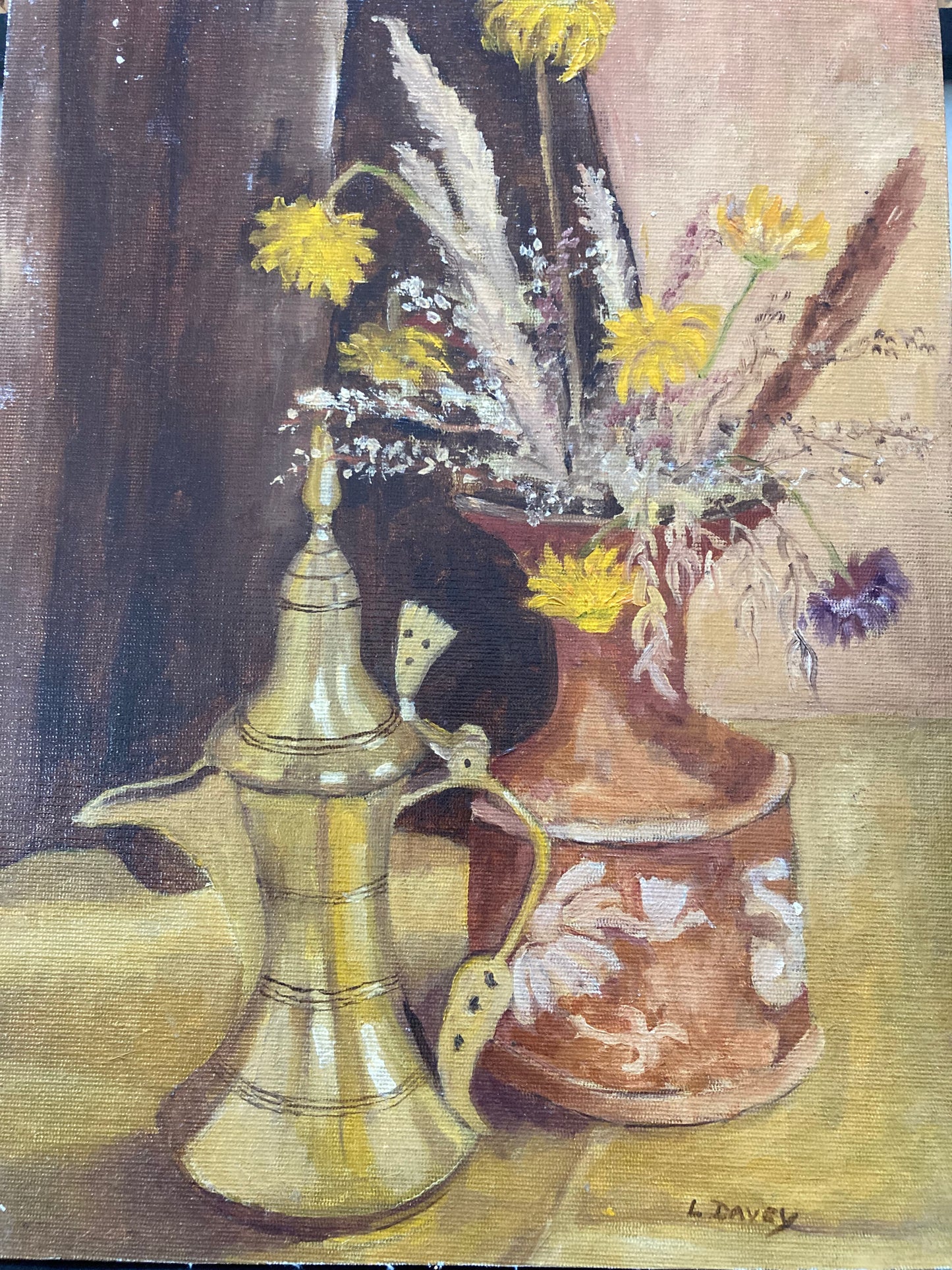 Original Still Life Oil Painting , signed L Davey - Kristia Rose Collections