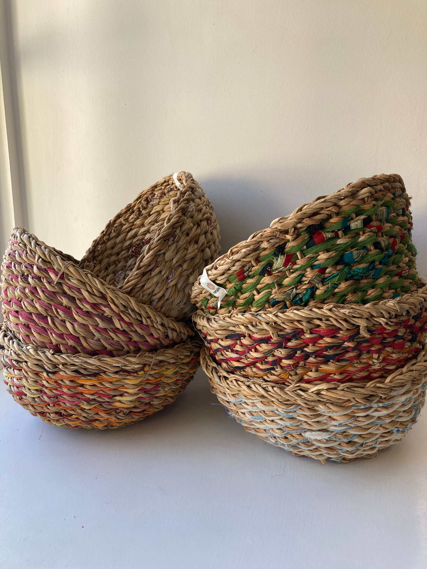 Sari & Seagrass Baskets in an assortment of colours