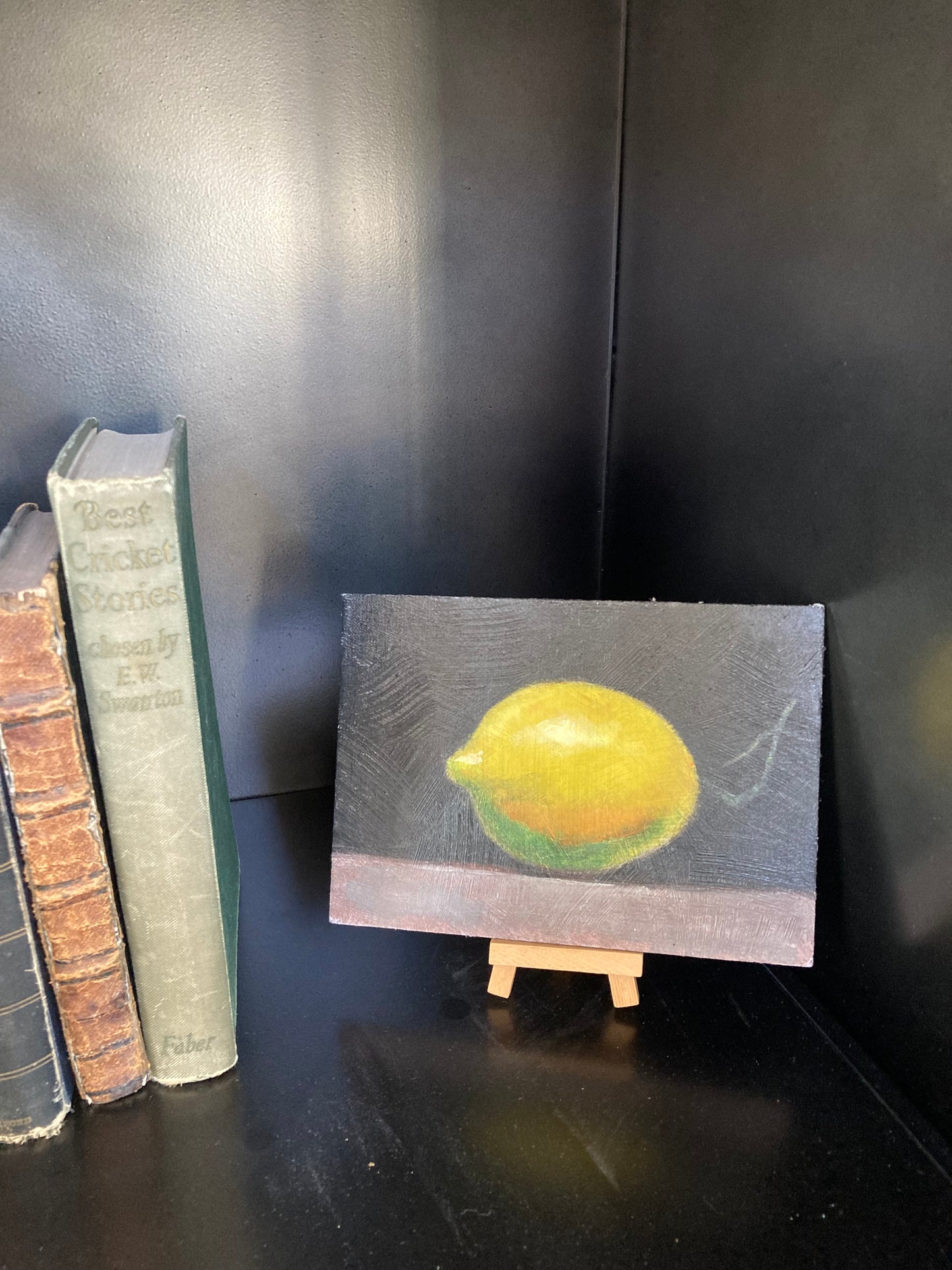 Original Small Oil Painting on Board , Still Lemon Drop