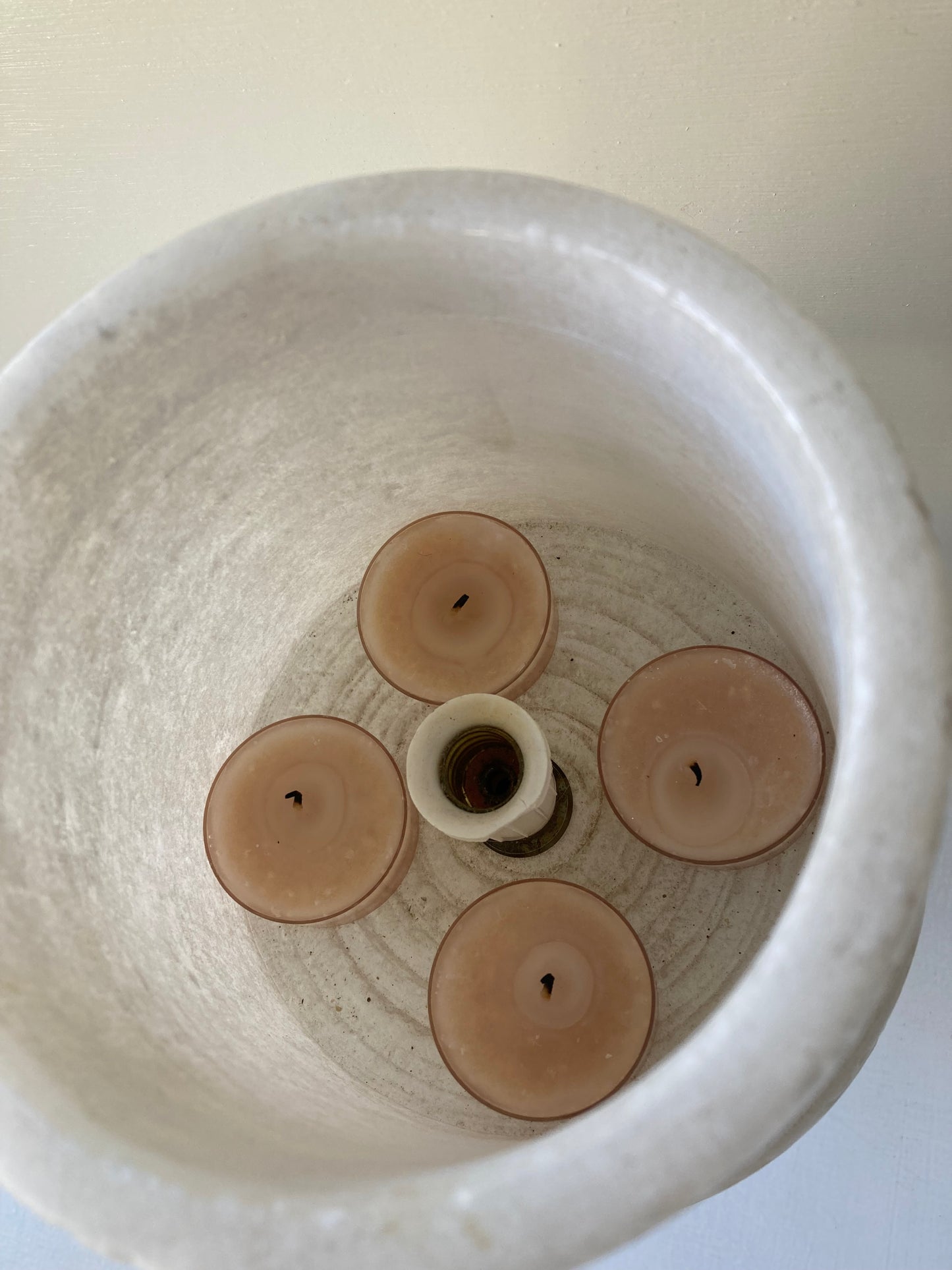 Vintage 1970s Alabaster Lamp Base & Shade , Spanish