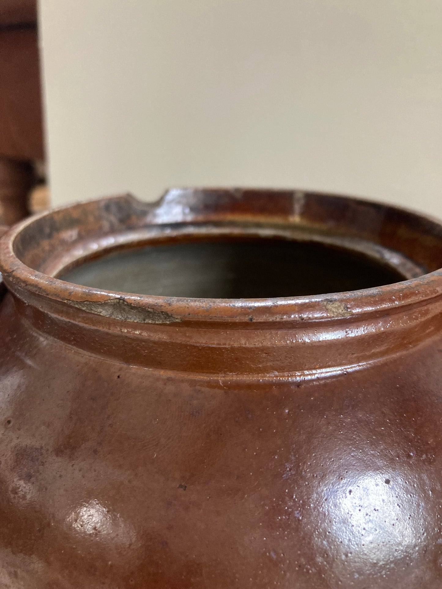 Antique French Rustic Salt Glazed Confit Pot
