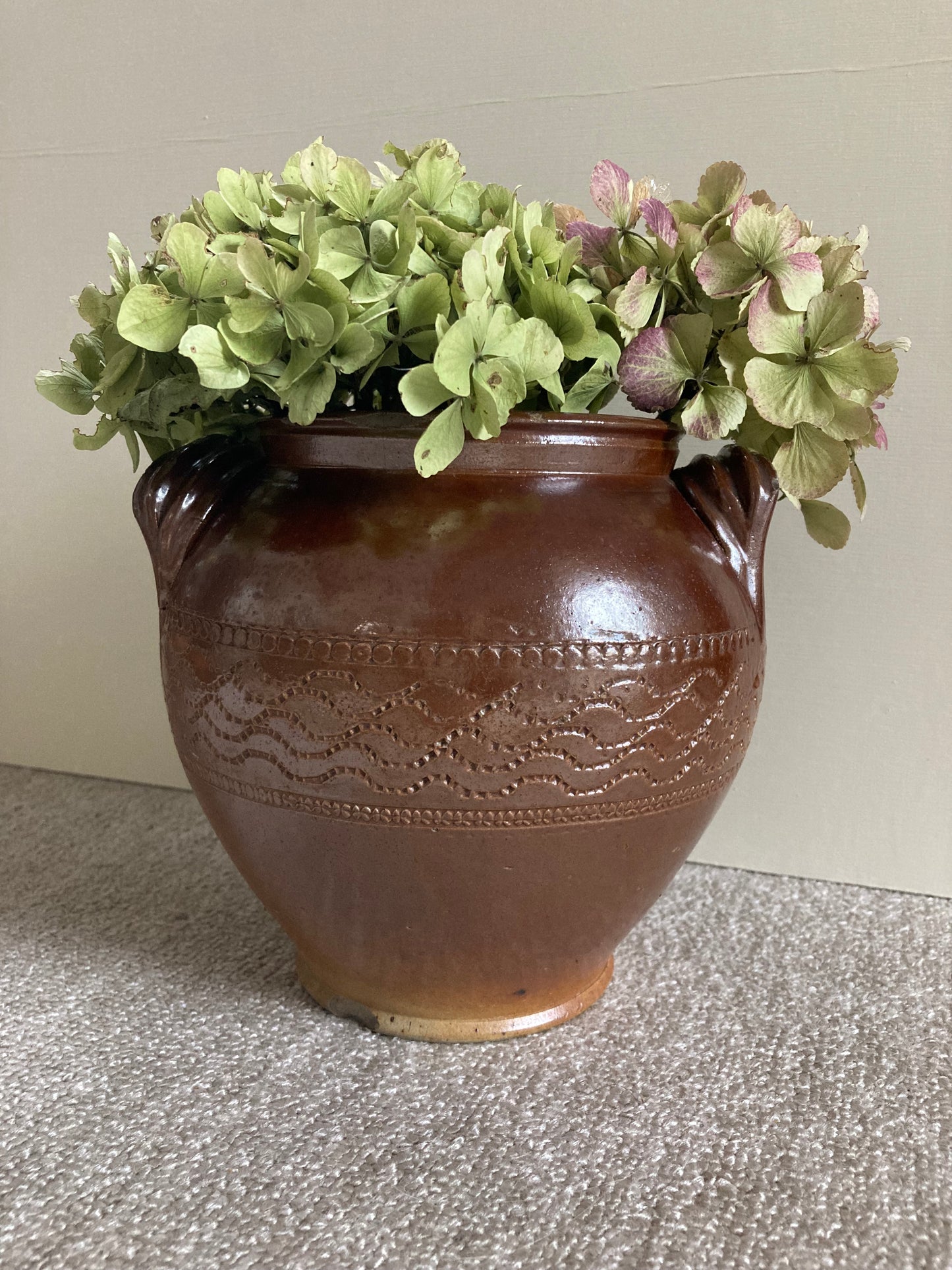 Antique French Rustic Salt Glazed Confit Pot