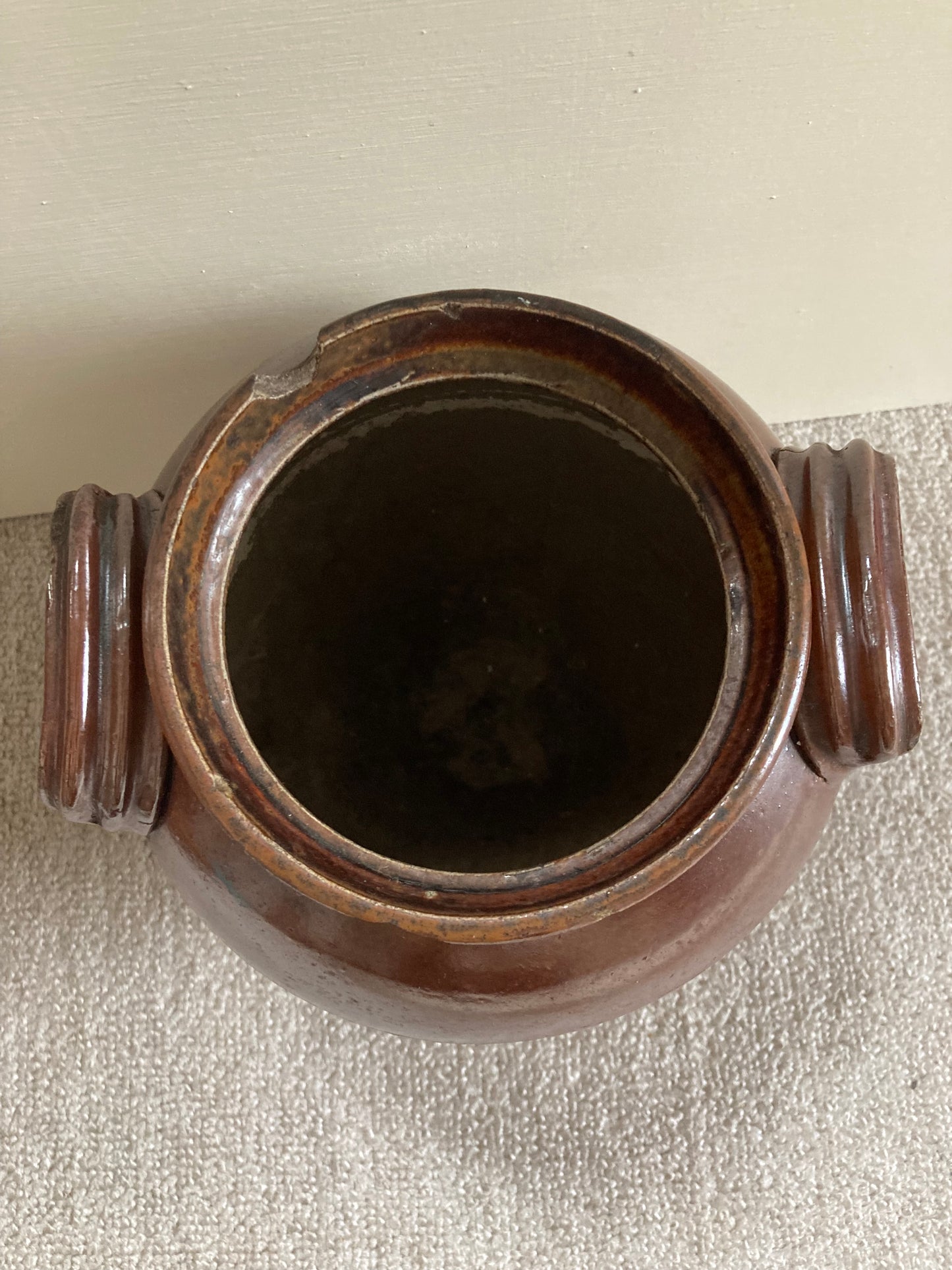 Antique French Rustic Salt Glazed Confit Pot