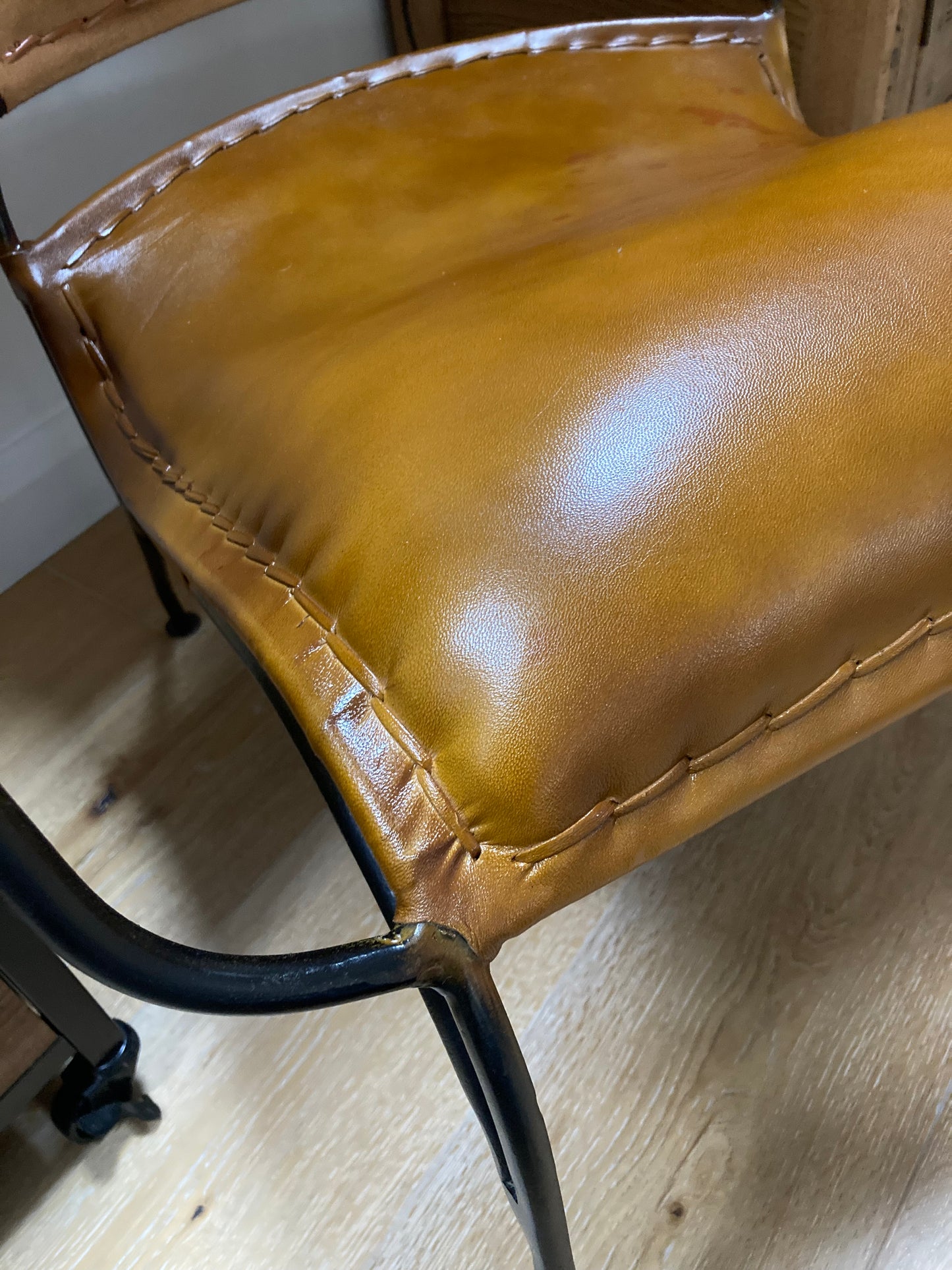 Upcycled Metal Framed, Leather & Canvas POLO Chair