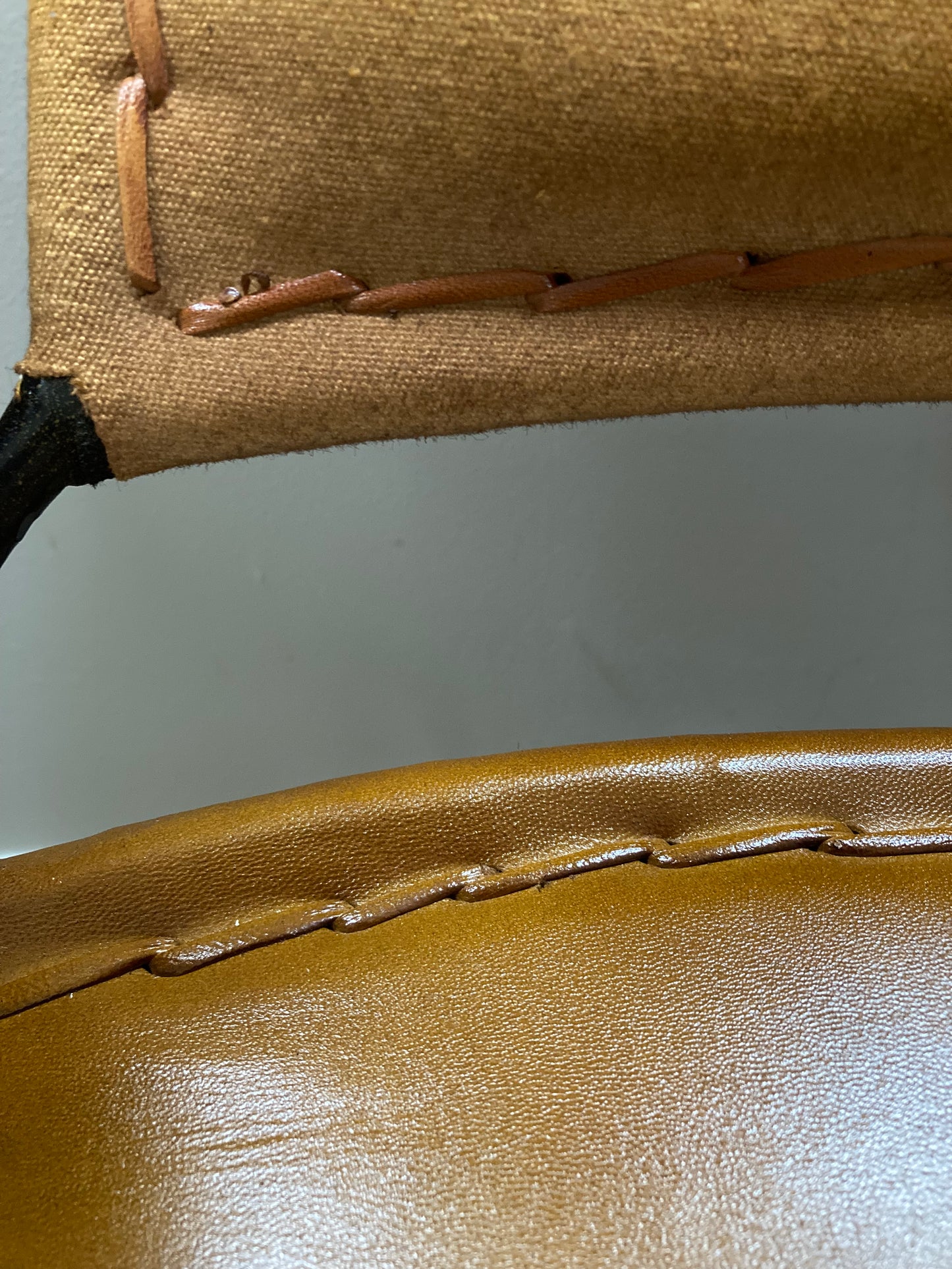 Upcycled Metal Framed, Leather & Canvas POLO Chair