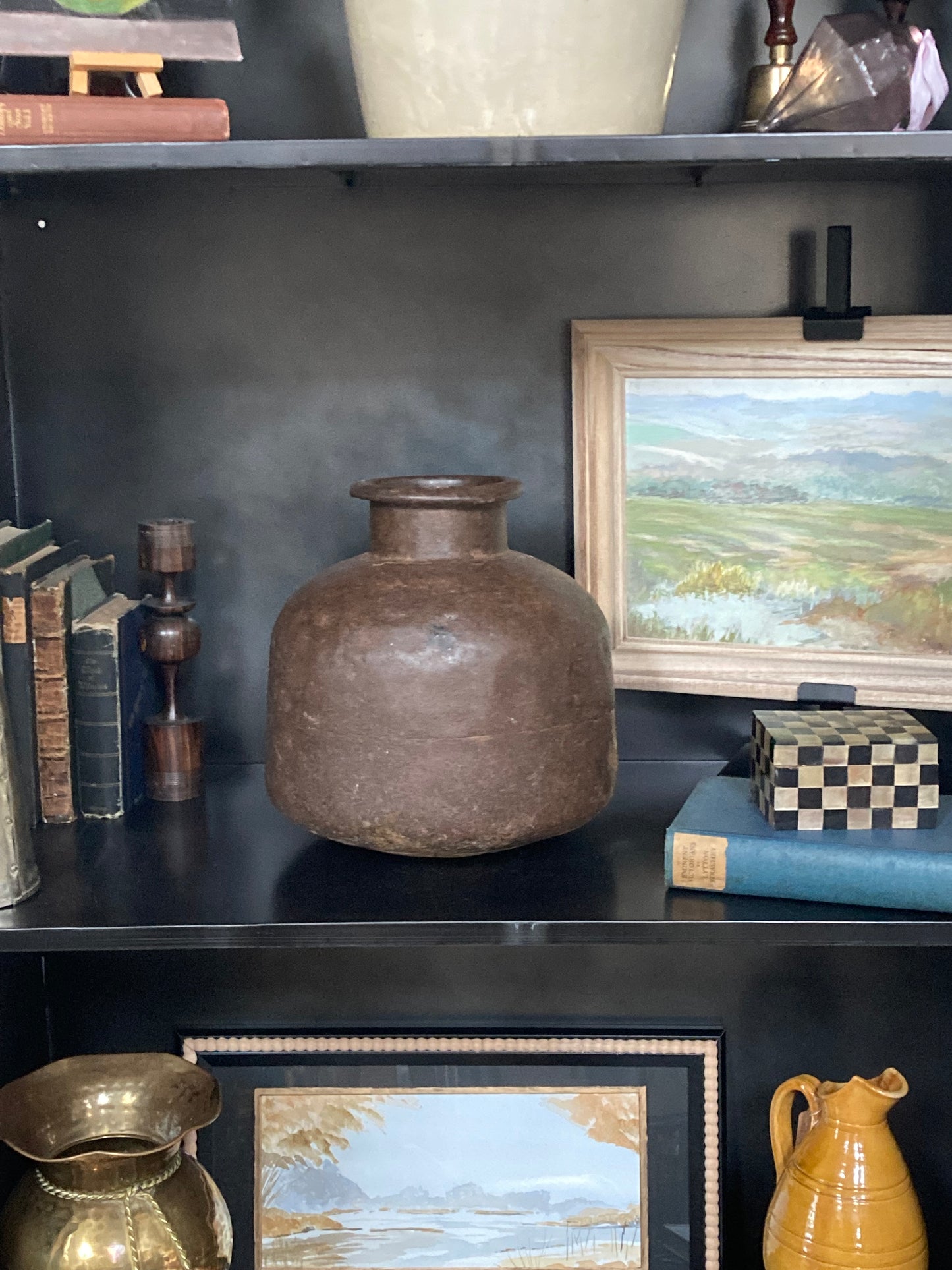 Vintage Indian Iron Metal Water Pot in Rust in 2 sizes ( Medium and Large )