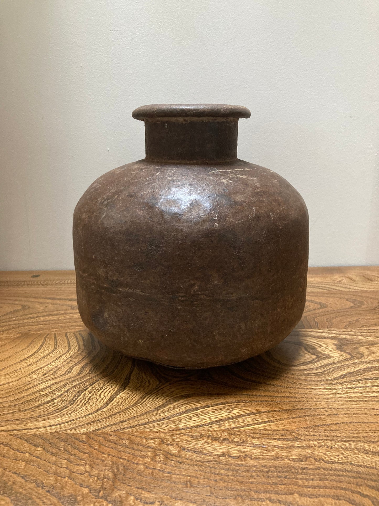 Vintage Indian Iron Metal Water Pot in Rust in 2 sizes ( Medium and Large )