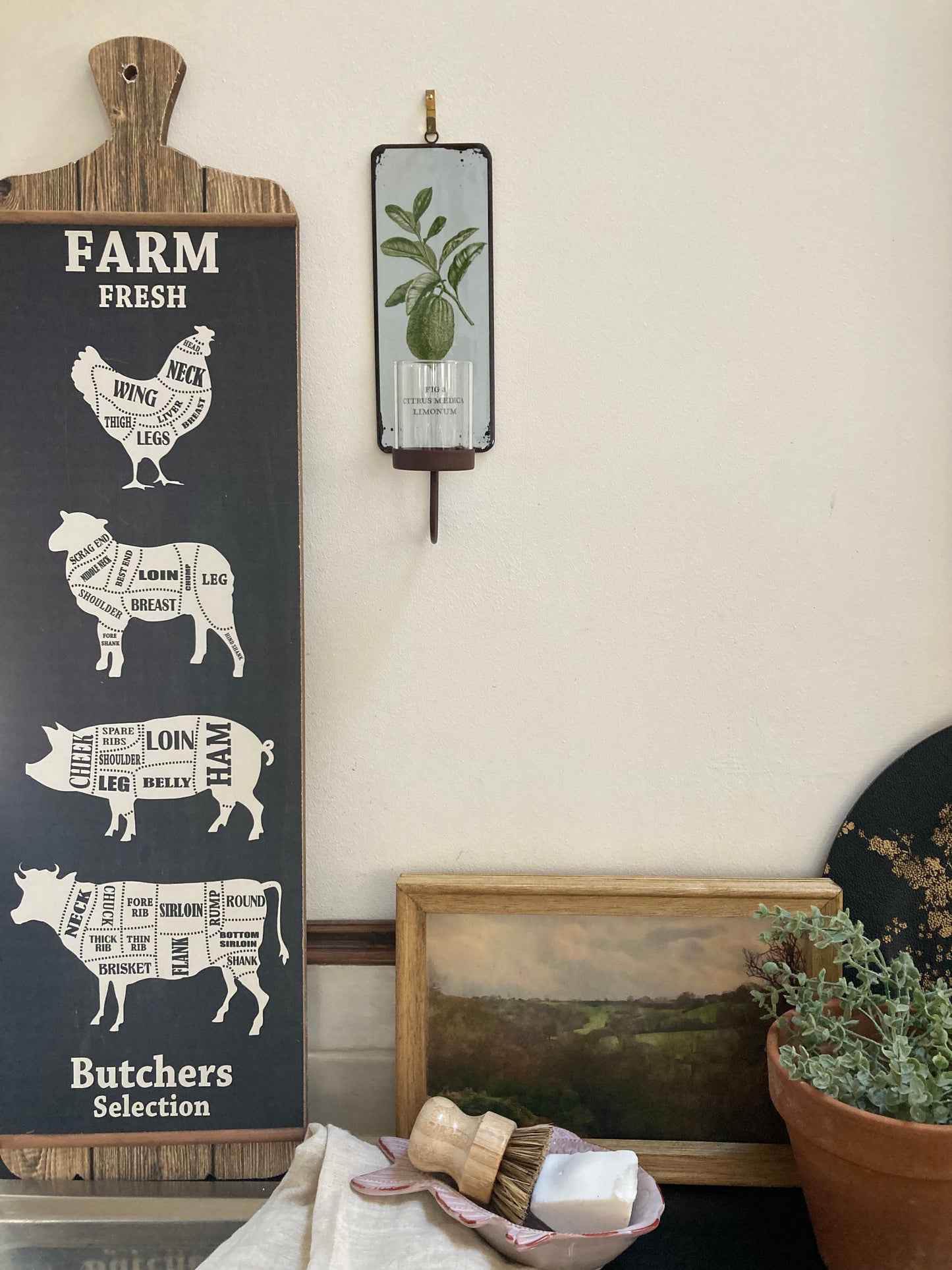 Green Lemon Rustic Tin Wall Sconce