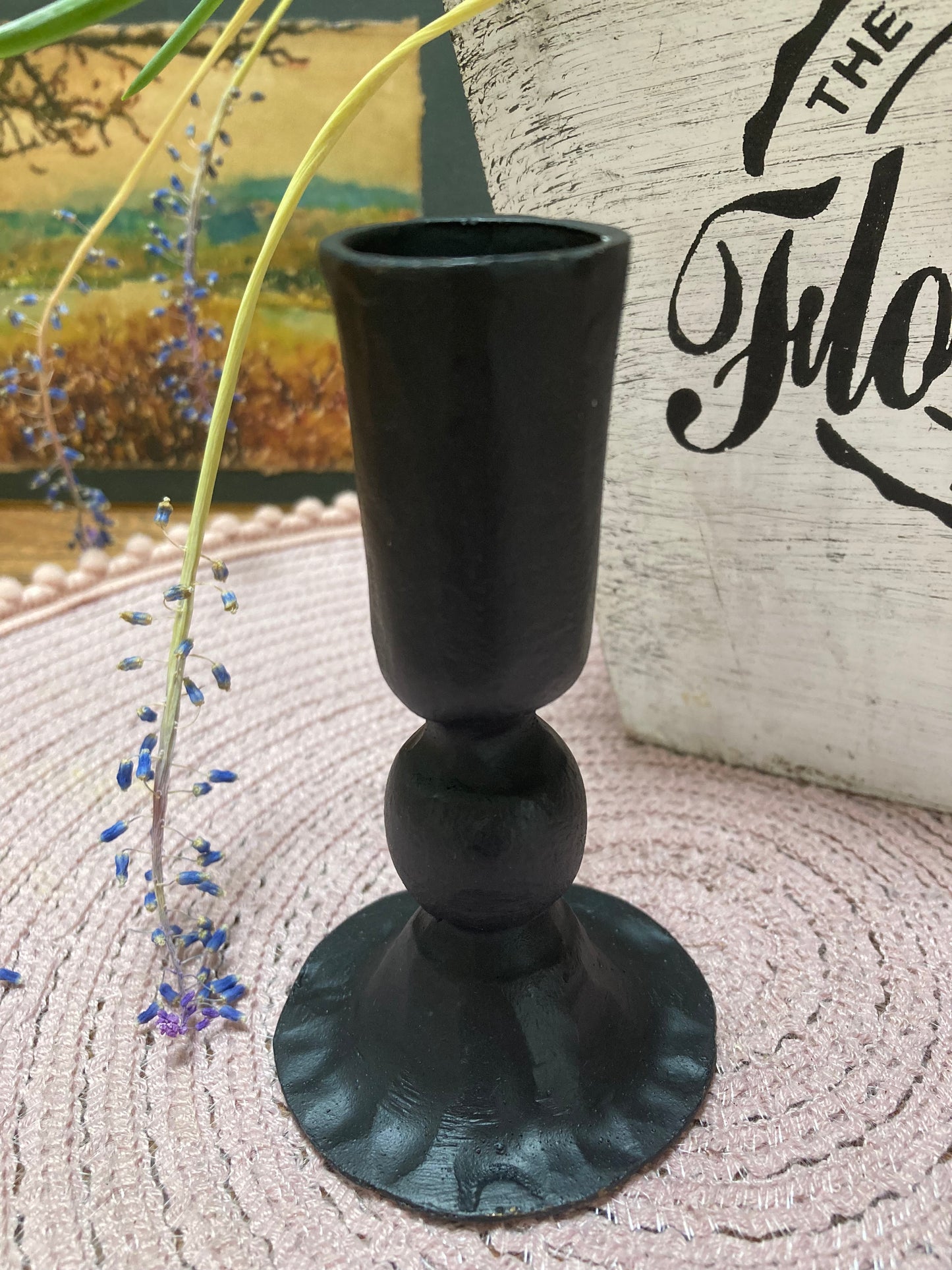Handmade Black Iron Candle Holder