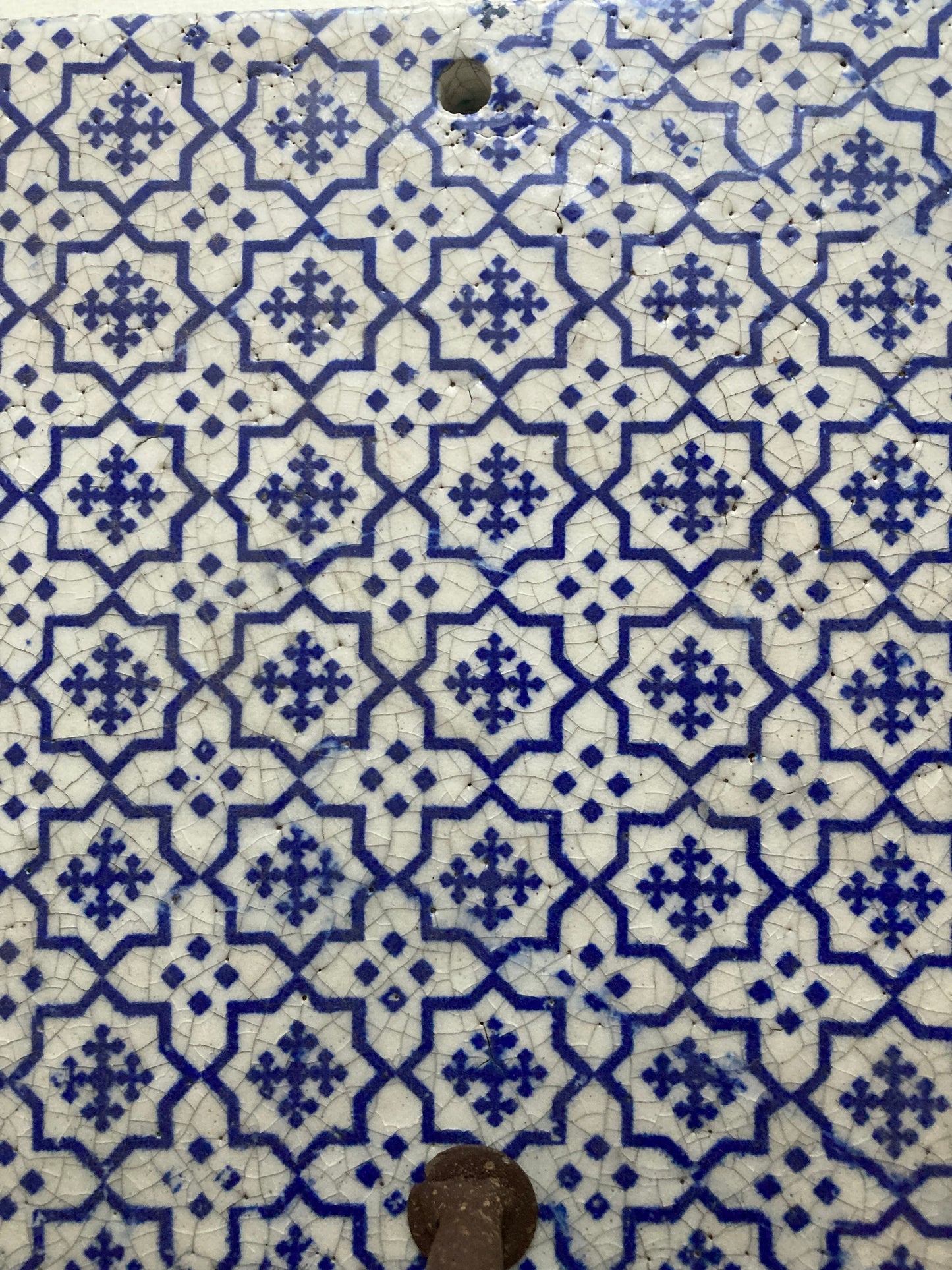 Mediterranean Blue & White Tile Wall Sconce