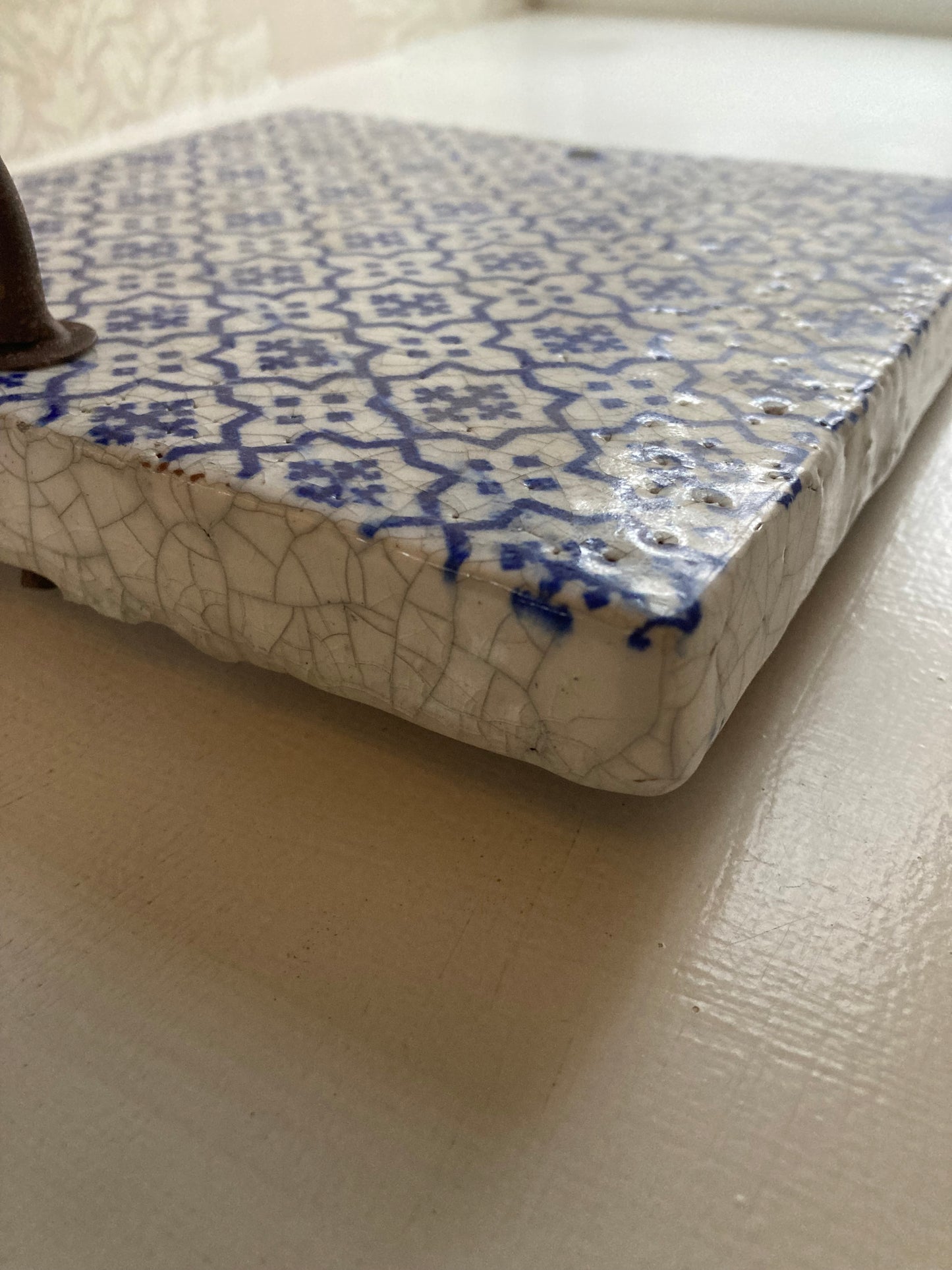 Mediterranean Blue & White Tile Wall Sconce