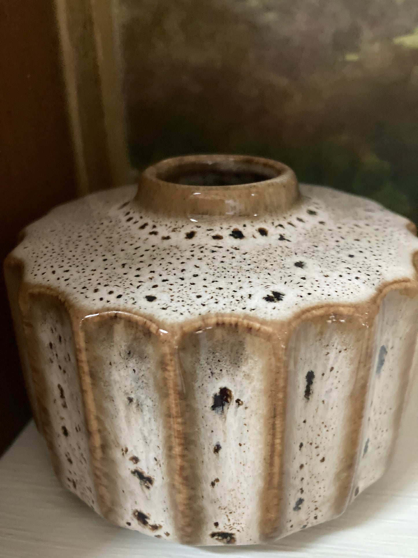 Fluted Neutral Flower Vase