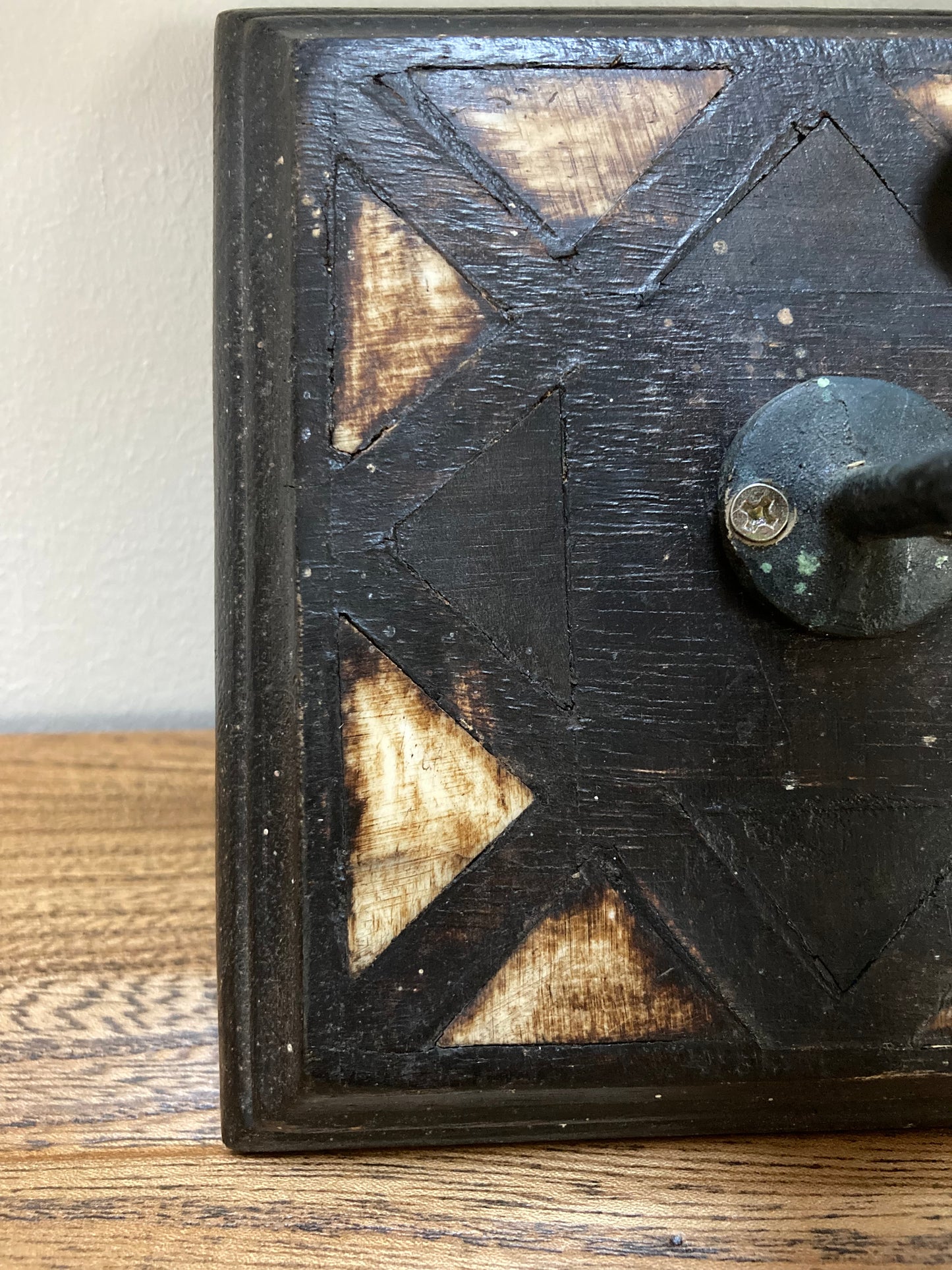 Vintage Indian Square Wooden Wall Sconces , 2 available