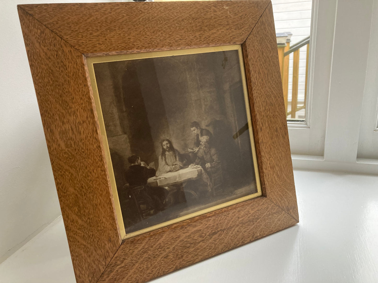 Vintage Print in Antique Frame, Rembrandt's 'The Supper at Emmaus' (125 yrs old) - Kristia Rose Collections