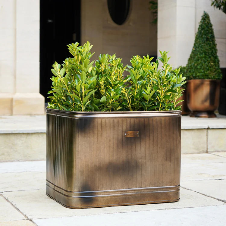 Outdoor Kingham Copper Rectangular Metal Planter - Kristia Rose Collections