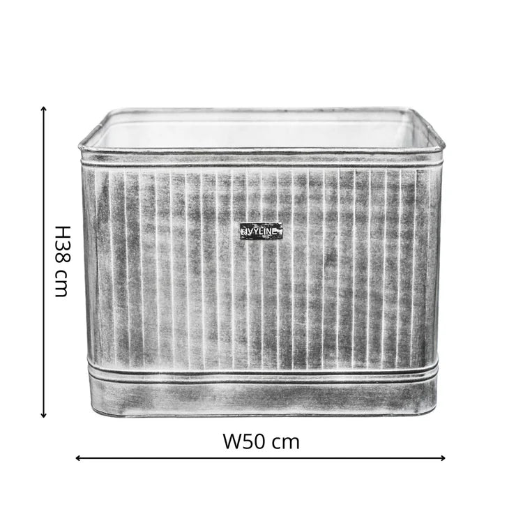 Outdoor Kingham Galvanised Rectangular Metal Planter - Kristia Rose Collections