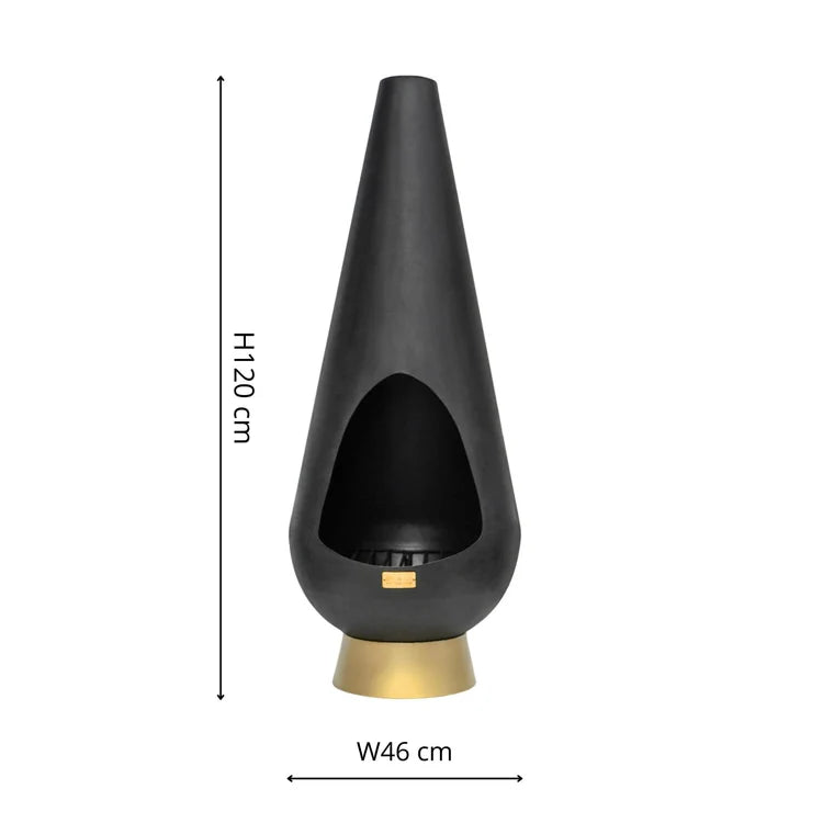 Outdoor Leo Fireplace in Matt Black/ Antique Gold - Kristia Rose Collections