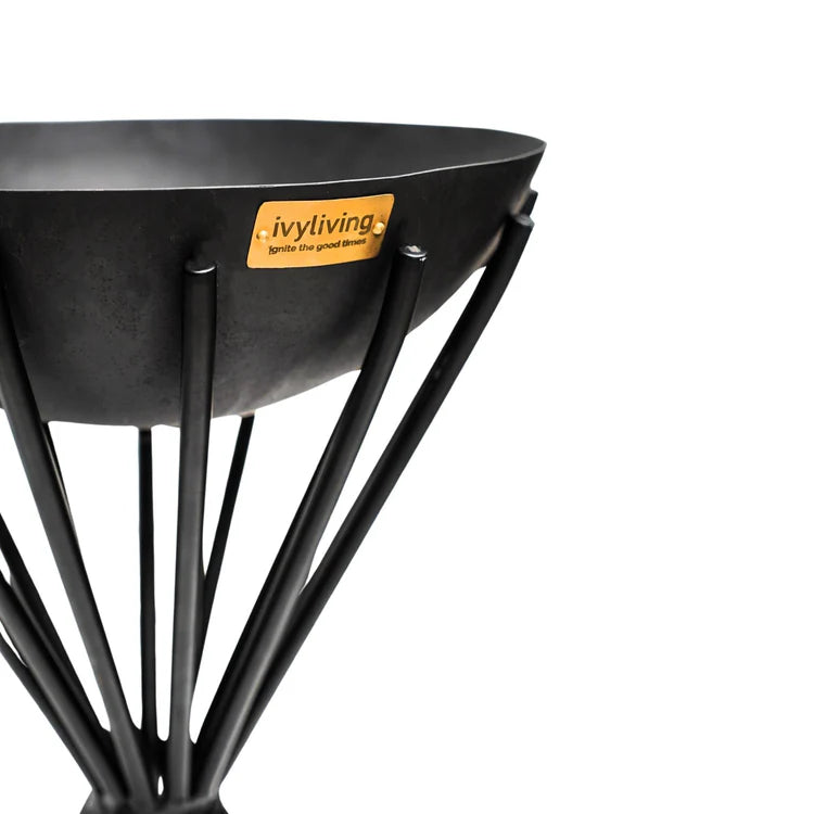 Outdoor Tall Metal Dakota Firebowl in Black - Kristia Rose Collections