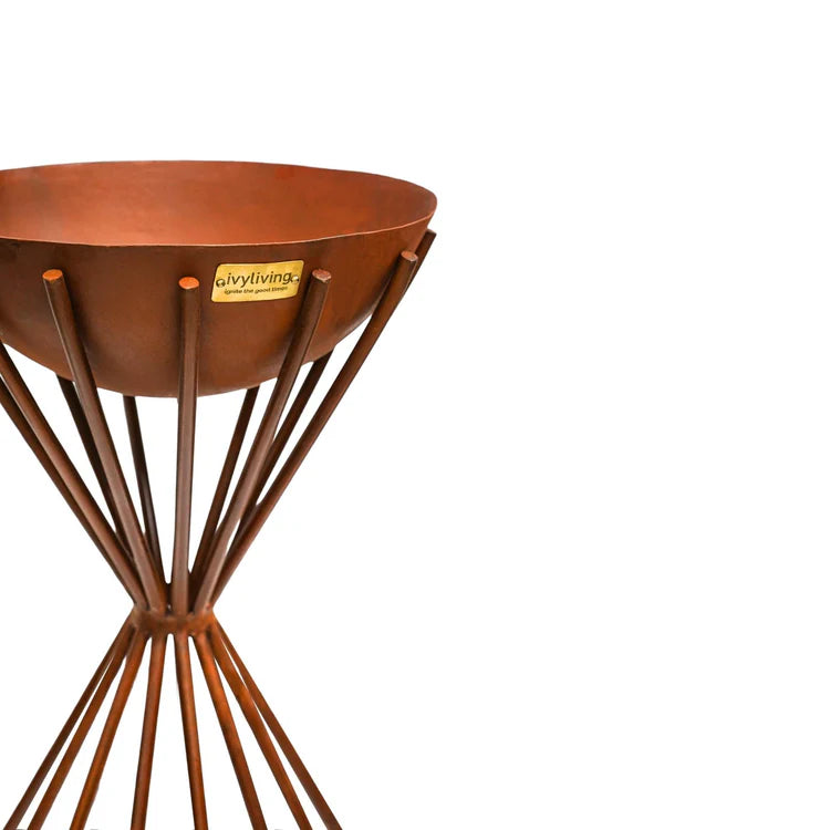 Outdoor Tall Metal Dakota Firebowl in Rust - Kristia Rose Collections