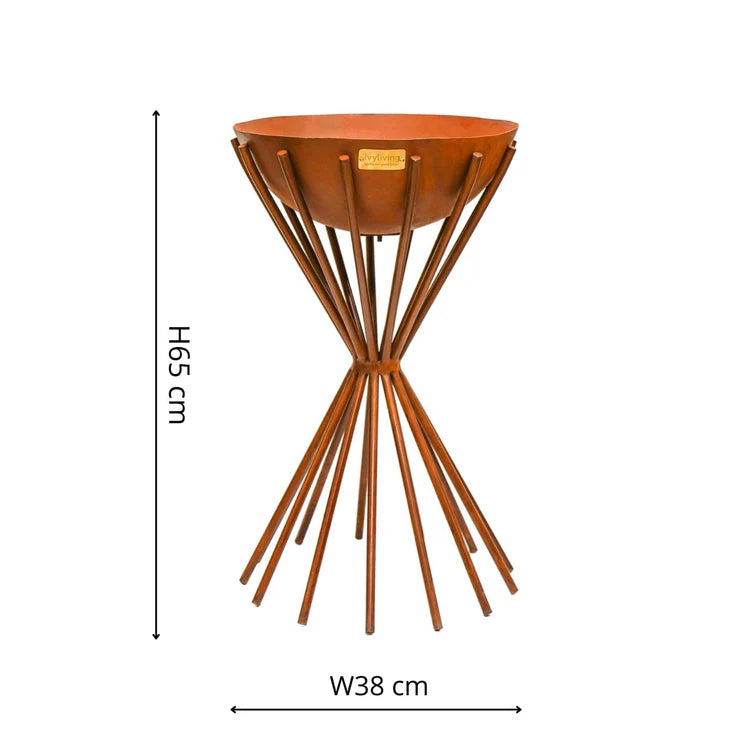 Outdoor Tall Metal Dakota Firebowl in Rust - Kristia Rose Collections