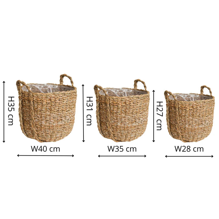 Natural Baskets Set of 3 - Kristia Rose Collections