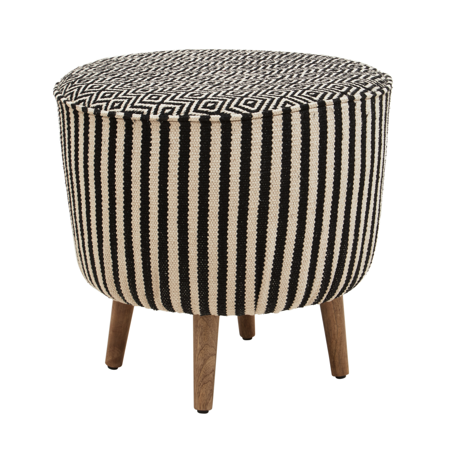 Stroud Black and White Striped Footstool