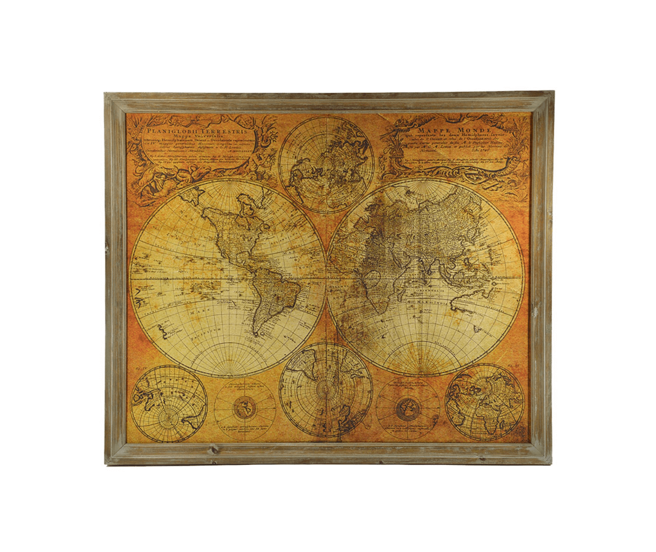 Antique Effect World Map Framed Print