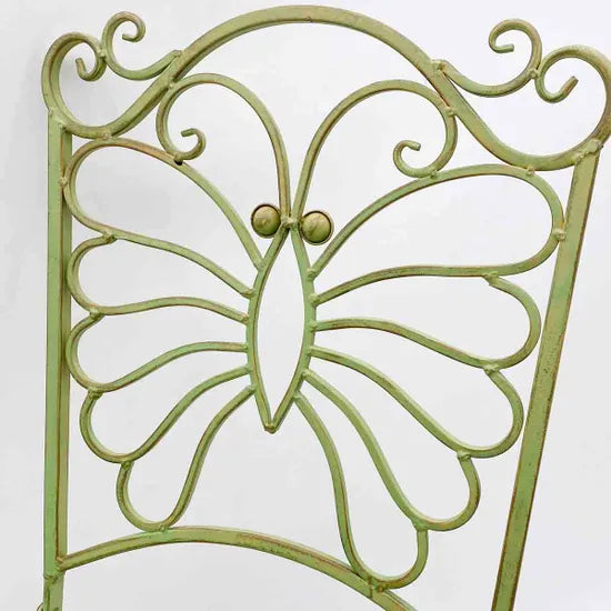Antiqued Finish Green Metal Bistro Set