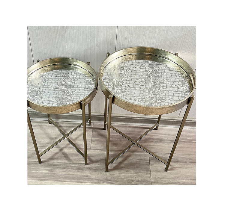 Decorative Silver Glass Tray Side Tables