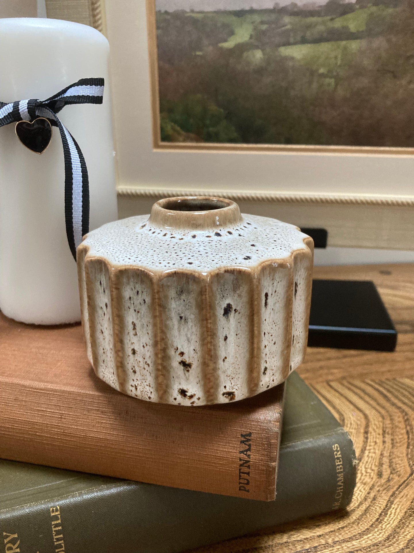 Fluted Neutral Flower Vase