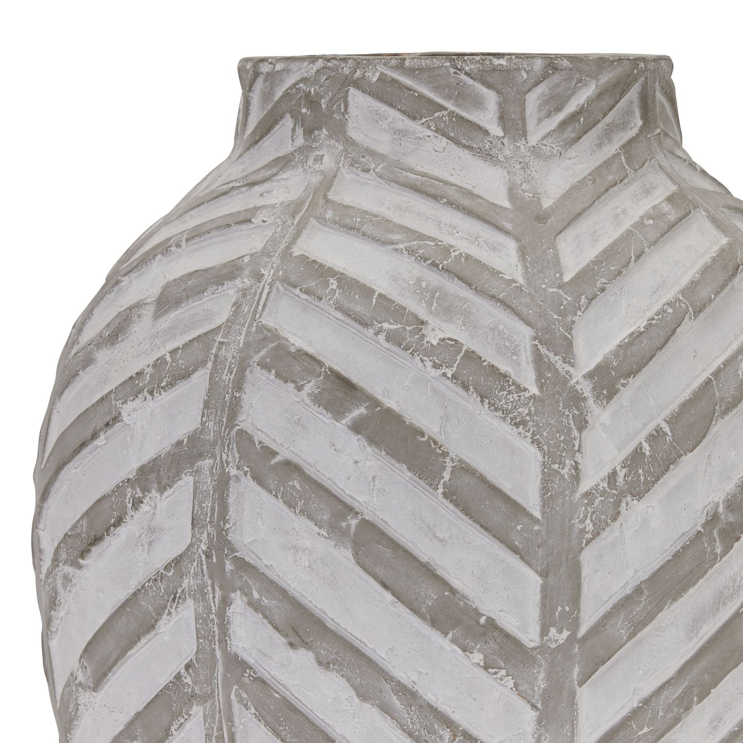 Large Chevron Stoneware Vase Closeup