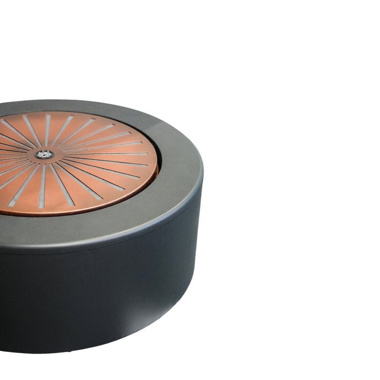 Large Round Water Feature in Charcoal/Aged Copper