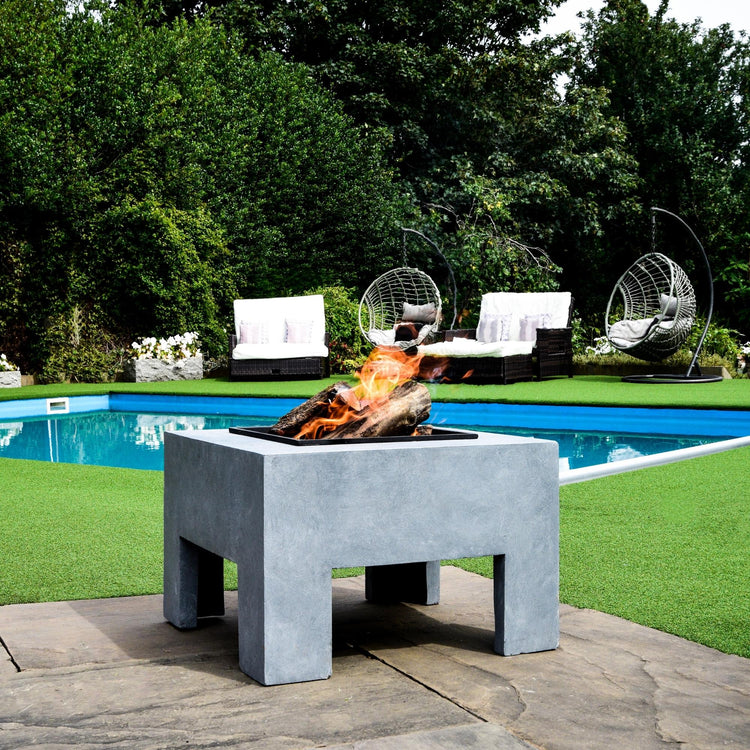Square Firepit Table in Cement