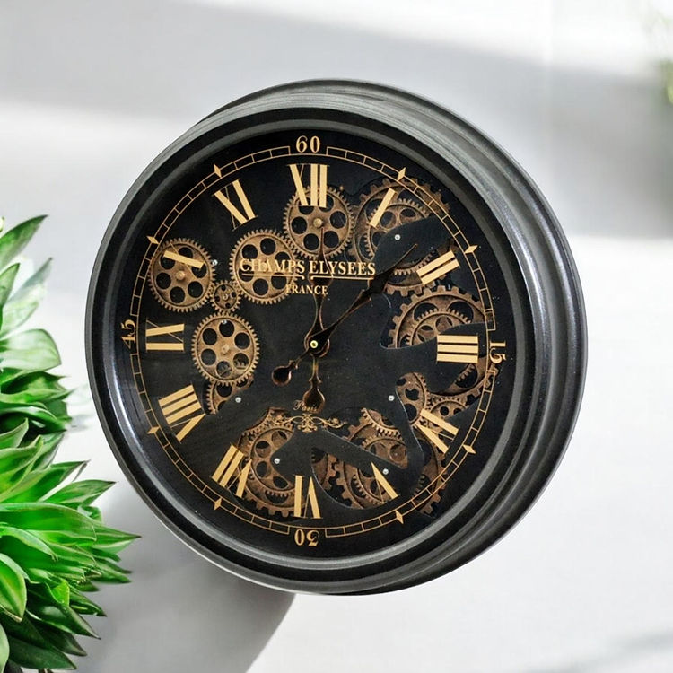 steel grey unique gear wall clock