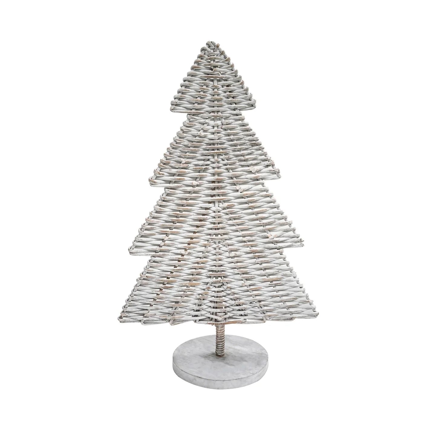 Tall Rattan Christmas Tree - White and Natural