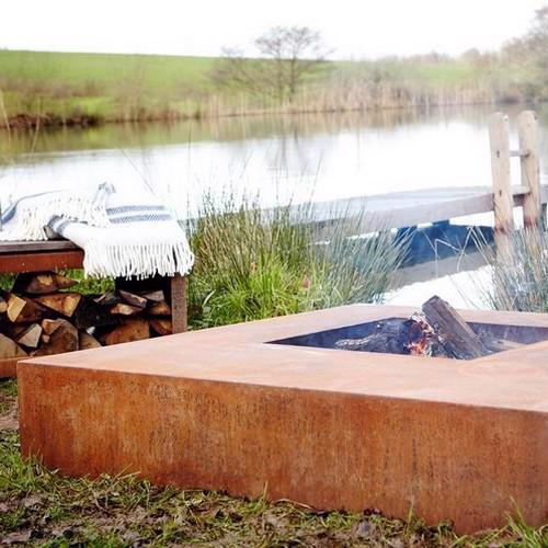 Firepit Table, Corten Steel, Flama Fire Table 1M Square, 28cm H - Kristia Rose Collections