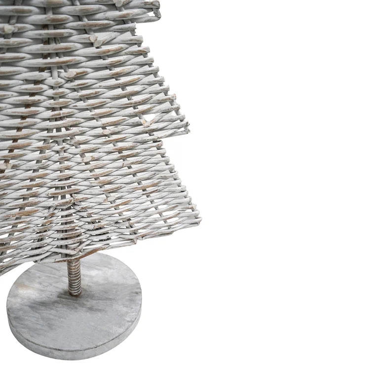 Tall Rattan Christmas Tree - White and Natural