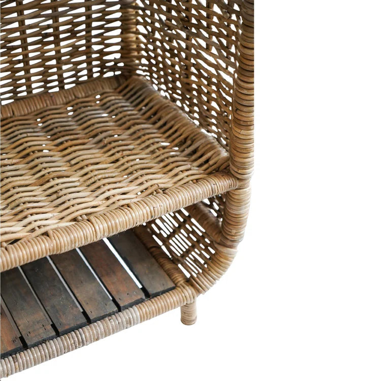 Stylish Rattan Log Trolley with Kindling Shelf