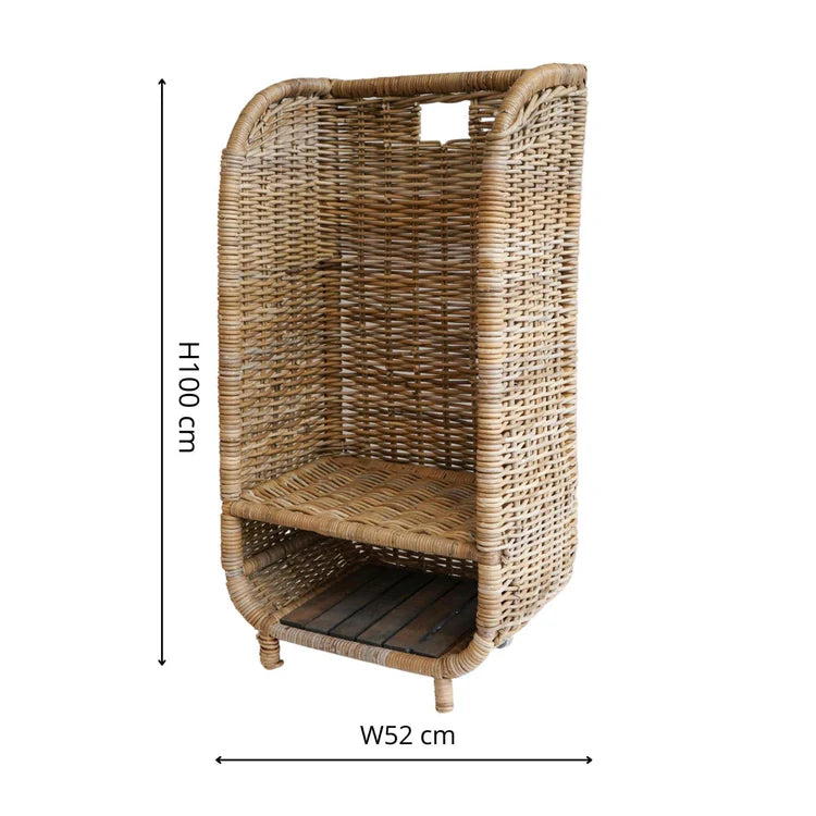 Stylish Rattan Log Trolley with Kindling Shelf