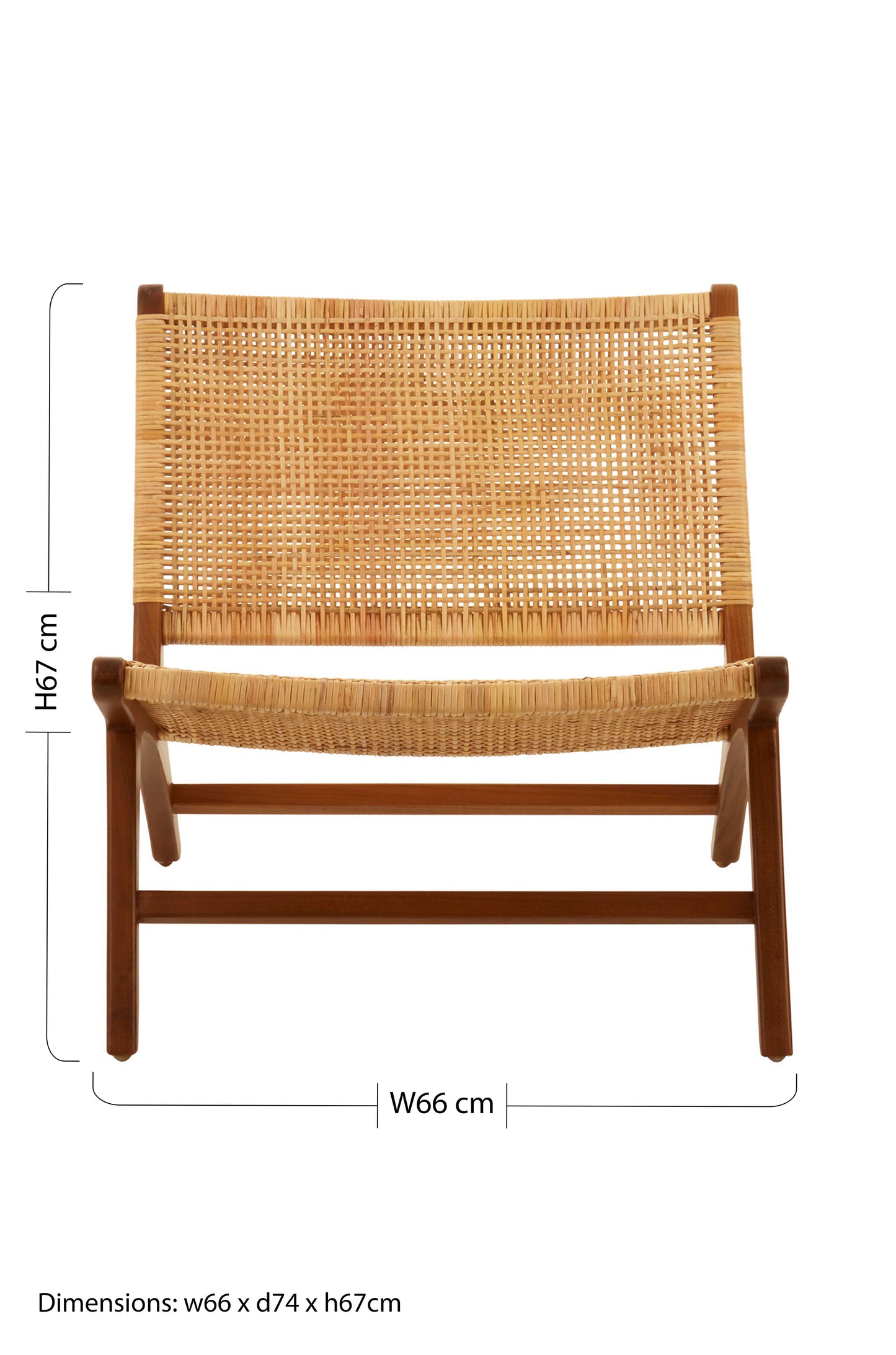 Slad Wood and Natural Rattan Chair